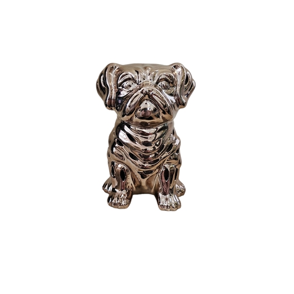 Metallic Ceramic Bulldog Potpourri Holder Statue - Picture 1 of 5